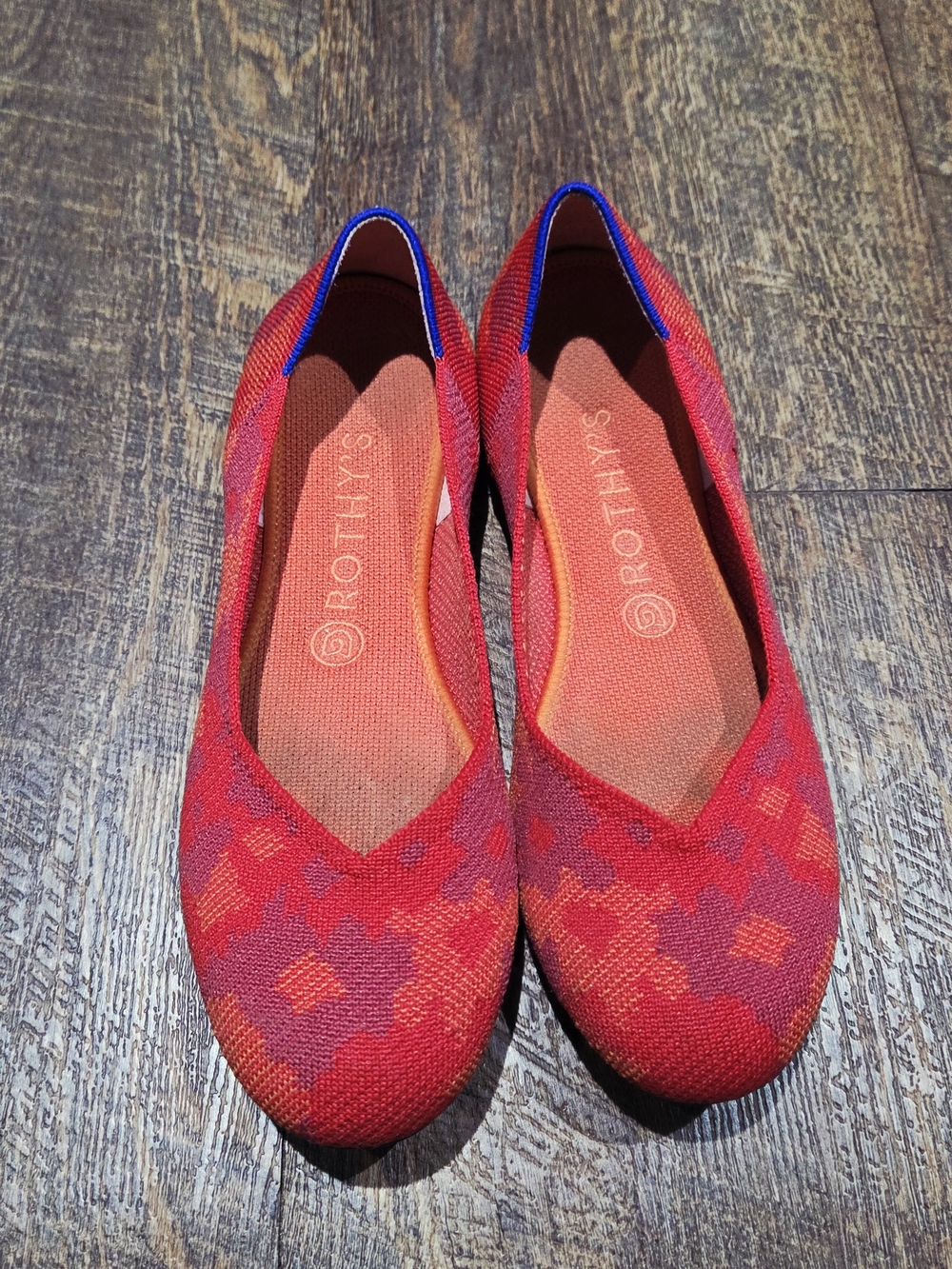 Rothy's Red and Blue Knit Slip-On Ballet Flats
